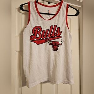NBA White and Red Chicago Bulls Tank Top. Size:L (14-16).